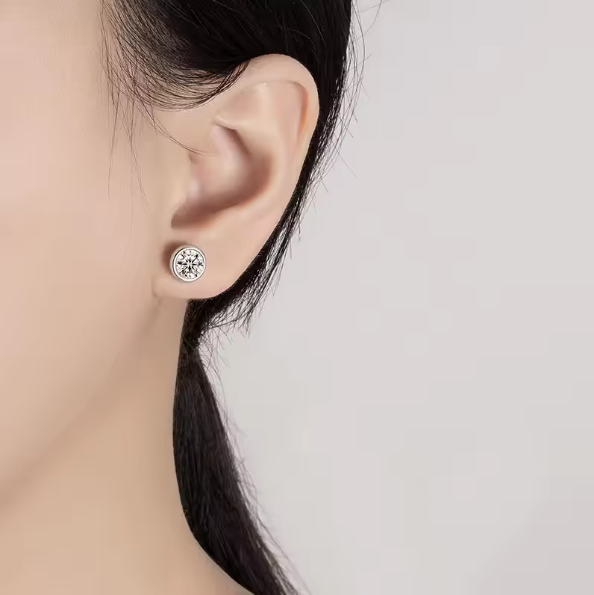 여성을 위한 1캐럿 모이사나이트 스터드 귀걸이, 베젤  - Moissanite Stud Earrings Round Cut 1Ct 리뷰 및 가격