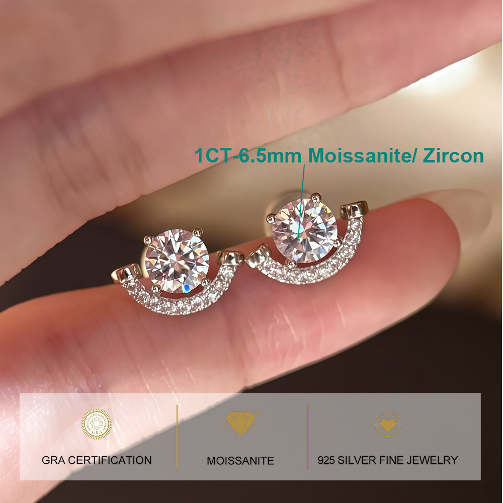 1캐럿 라운드 컷 모이사나이트 스마일 스터드 귀걸이,  - Moissanite Stud Earrings Round Cut 1Ct 리뷰 및 가격