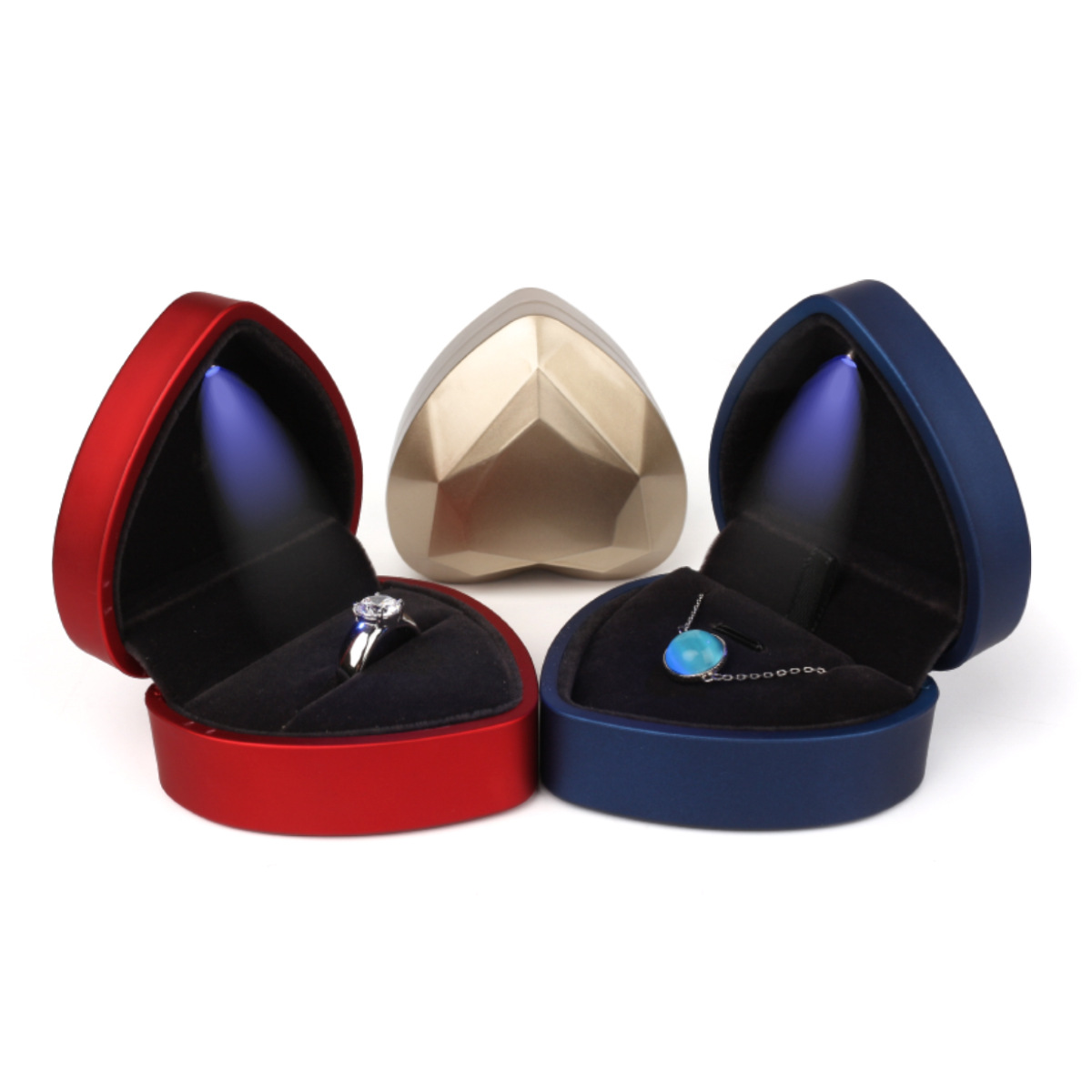 창의적인 반지 상자 하트 모양 LED 조명 보석 상자  - Velvet Ring Box Led Light Proposal 리뷰 및 가격