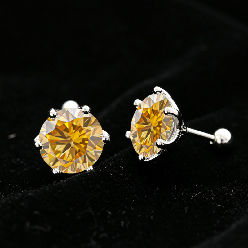 BR 미니멀리즘 스타일의 1캐럿 모이사나이트 스터드 귀 - Moissanite Stud Earrings Round Cut 1Ct 리뷰 및 가격