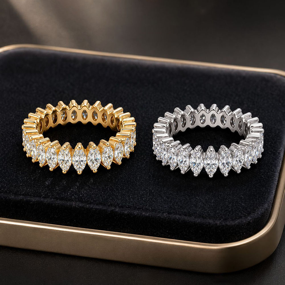 2*4mm 마퀴즈 컷 모이사나이트 반지 여성용 S925 - Moissanite Eternity Band Ring Stackable 리뷰 및 가격