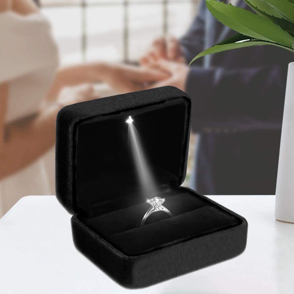 벨벳 LED 라이트 링 상자 광장 보석 선물 디스플레이 - Velvet Ring Box Led Light Proposal 리뷰 및 가격