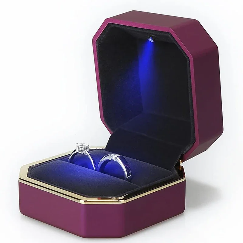 1 Pcs LED 보석 반지 상자 럭셔리 벨벳 고무 목 - Velvet Ring Box Led Light Proposal 리뷰 및 가격
