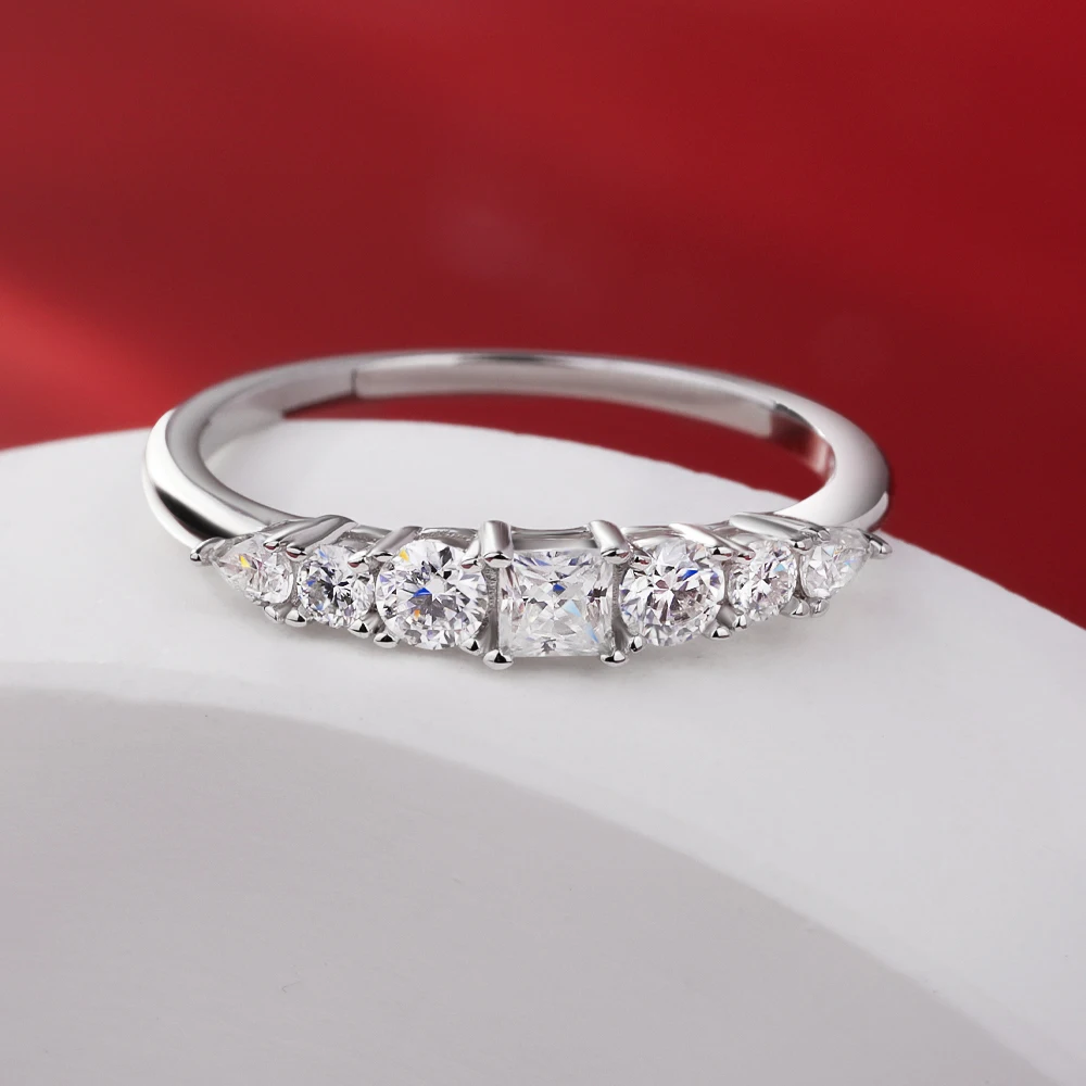 QIBAOKU 프린세스 모이사나이트 이터니티 반지, S - Moissanite Eternity Band Ring Stackable 리뷰 및 가격