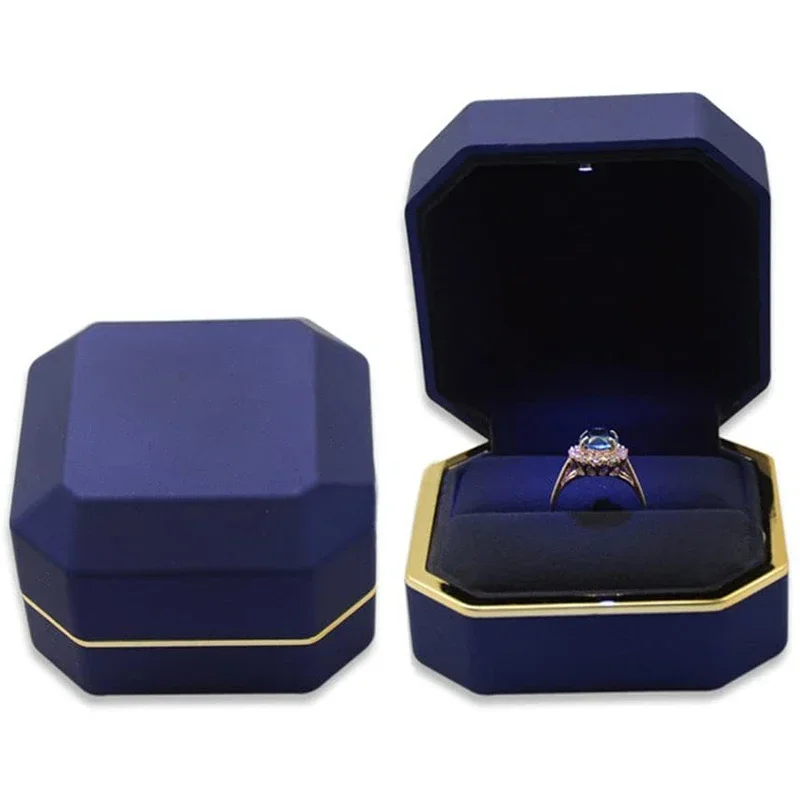 새로운 1개 고급 반지 상자 사각 벨벳 웨딩 반지 케이 - Velvet Ring Box Led Light Proposal 리뷰 및 가격