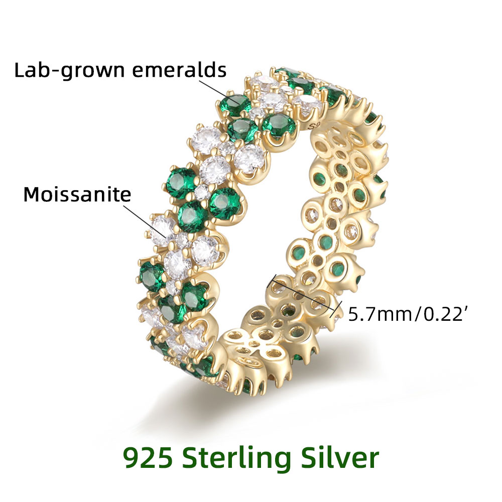 XCY 14k 금도금 랩 에메랄드 & 모이사나이트 교대 - Moissanite Eternity Band Ring Stackable 리뷰 및 가격