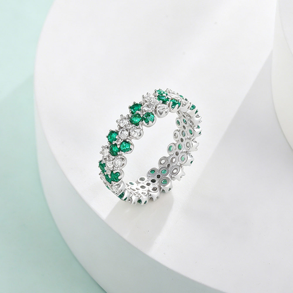 XCY 14k 금도금 랩 에메랄드 & 모이사나이트 교대 - Moissanite Eternity Band Ring Stackable 리뷰 및 가격