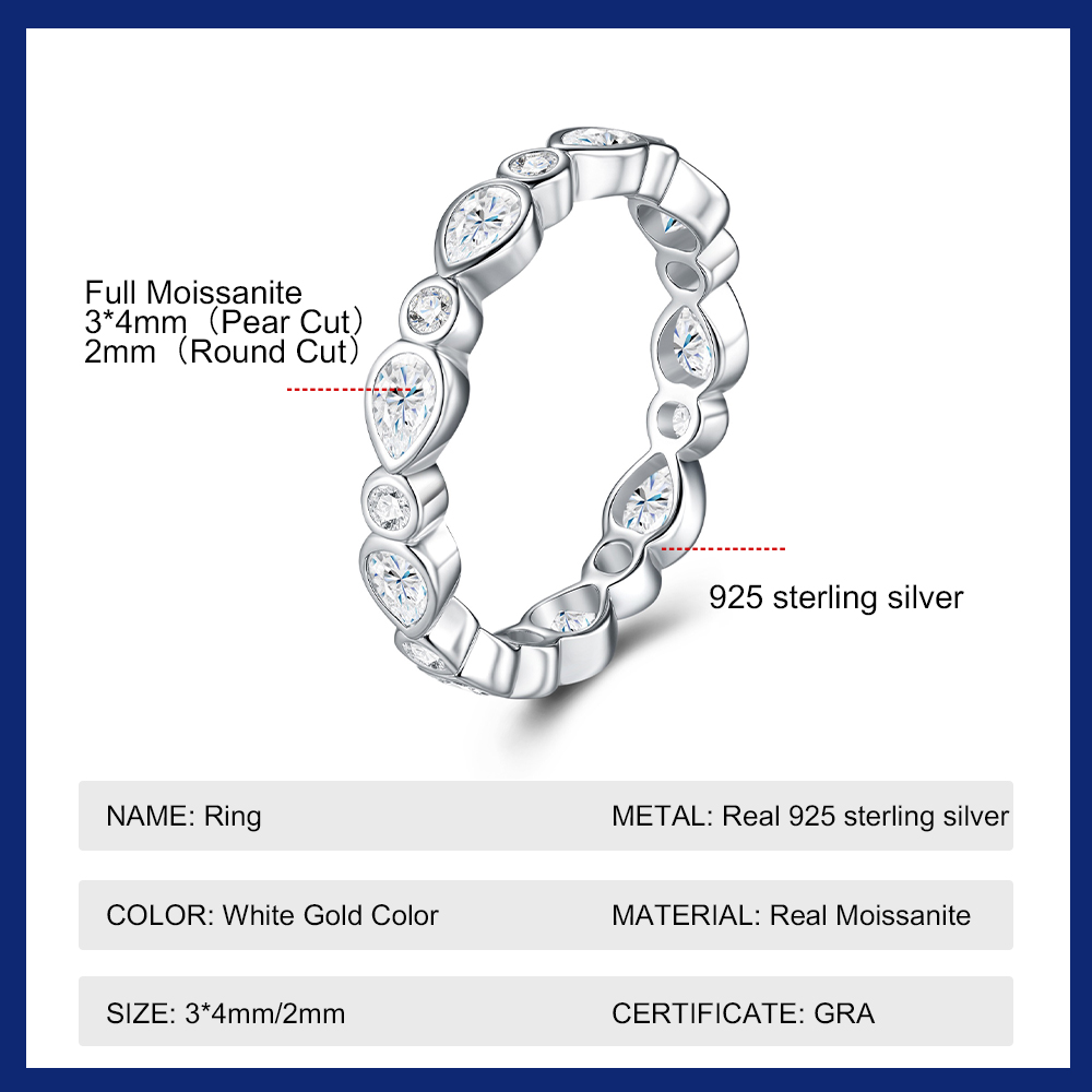 S925 실버 풀 이터니티 링 베젤 3mm D 라운드  - Moissanite Eternity Band Ring Stackable 리뷰 및 가격