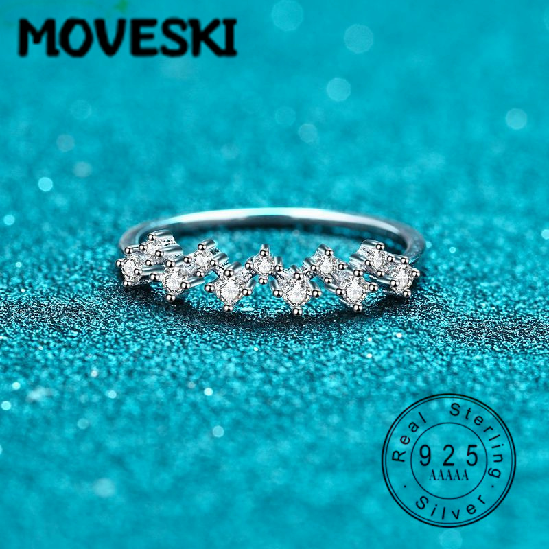 925 스털링 실버 모이사나이트 웨이브 하프 이터니티  - Moissanite Eternity Band Ring Stackable 리뷰 및 가격
