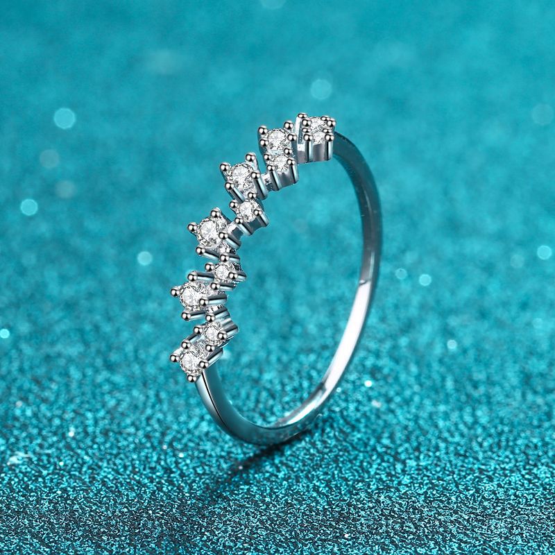925 스털링 실버 모이사나이트 웨이브 하프 이터니티  - Moissanite Eternity Band Ring Stackable 리뷰 및 가격