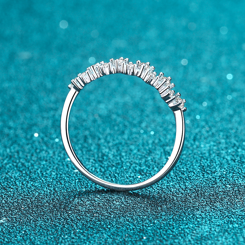 925 스털링 실버 모이사나이트 웨이브 하프 이터니티  - Moissanite Eternity Band Ring Stackable 리뷰 및 가격