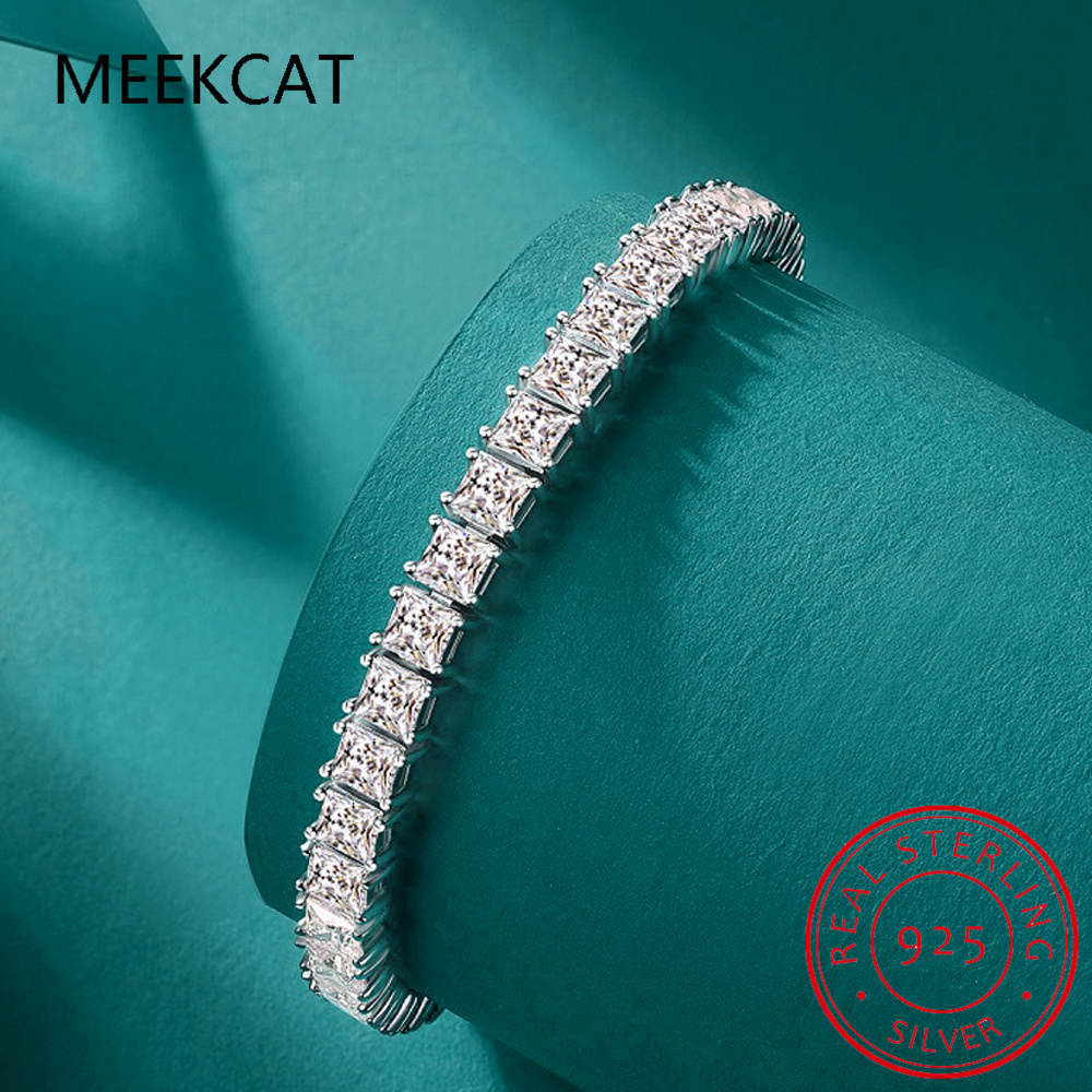 5MM 프린세스 컷 D VVS1 모이사나이트 테니스 팔 - Moissanite Tennis Bracelet 925 Sterling 리뷰 및 가격