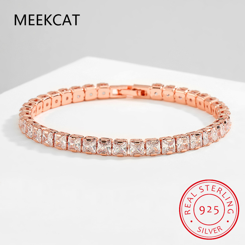 5MM 프린세스 컷 D VVS1 모이사나이트 테니스 팔 - Moissanite Tennis Bracelet 925 Sterling 리뷰 및 가격