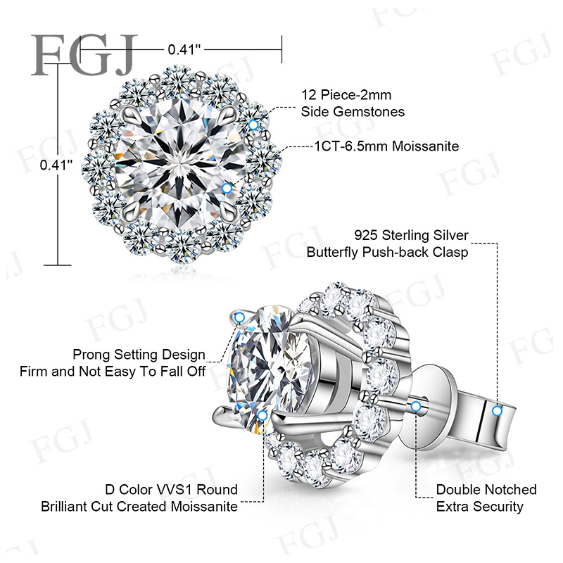 여성용 모이사나이트 다이아몬드 스터드 귀걸이 925 스 - Moissanite Stud Earrings Round Cut 1Ct 리뷰 및 가격
