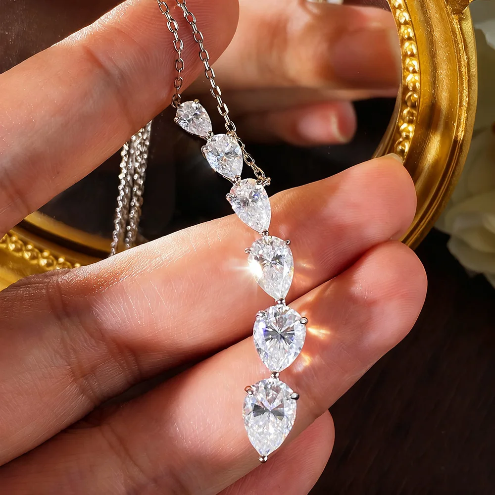 FCGJHW 7.6캐럿 배 모양 컷의 모이사나이트 펜던 - Moissanite Pendant Necklace Solitaire 리뷰 및 가격