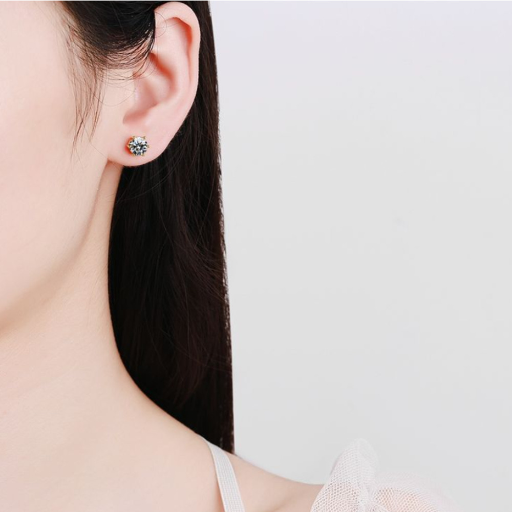 Moissanite 스터드 귀걸이 925 스털링 실버  - Moissanite Stud Earrings Round Cut 1Ct 리뷰 및 가격
