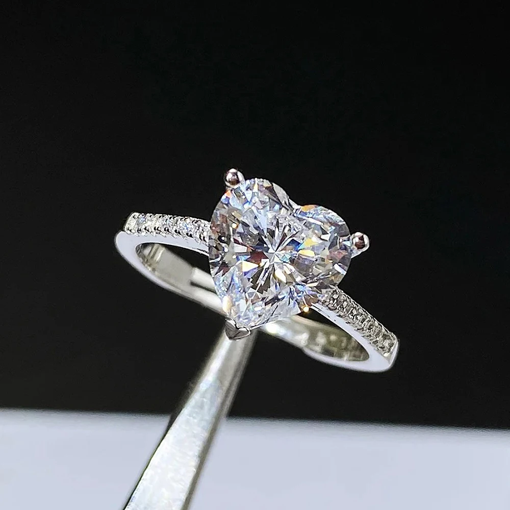 여성용 하트 컷 모이사나이트 약혼 반지, 100% 92 - Moissanite Engagement Ring 2 Carat D Vvs1 리뷰 및 가격