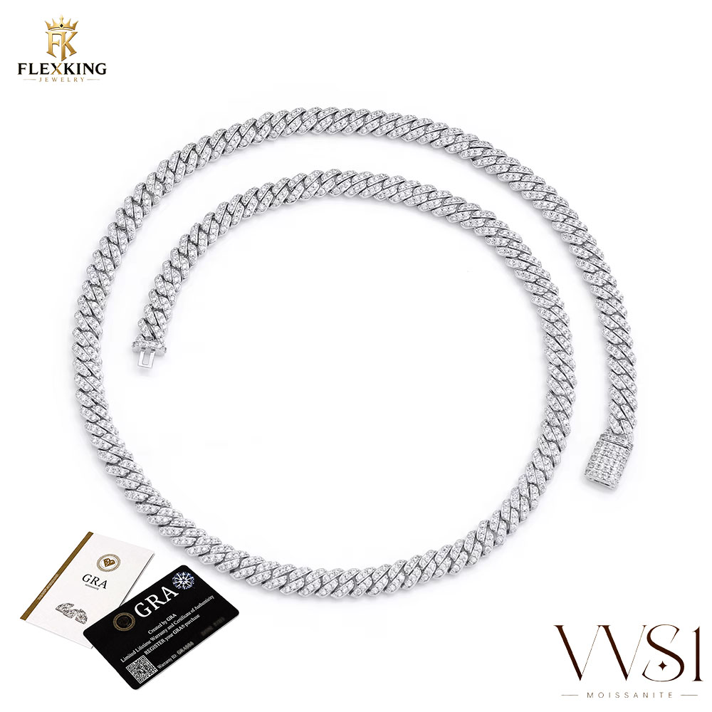 FLEXKING 6mm 8mm 황동 아이스드 아웃 VV - Moissanite Cuban Link Chain Iced Out 리뷰 및 가격