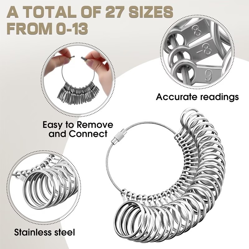 반지 사이즈 측정 도구, 스틸 반지 사이즈 측정기, 반 - Ring Sizer Measuring Tool Mandrel Set 리뷰 및 가격