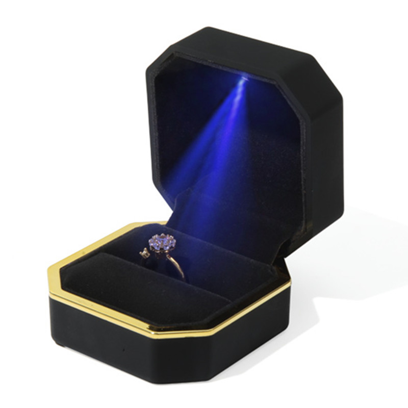 1PC LED 쥬얼리 반지 상자 고급 벨벳 고무 목걸이 - Velvet Ring Box Led Light Proposal 리뷰 및 가격