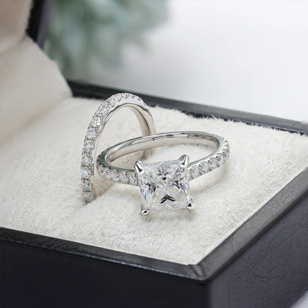 2 캐럿 D VVS1 프린세스 컷 풀 모이사나이트 반지 - Moissanite Engagement Ring 2 Carat D Vvs1 리뷰 및 가격