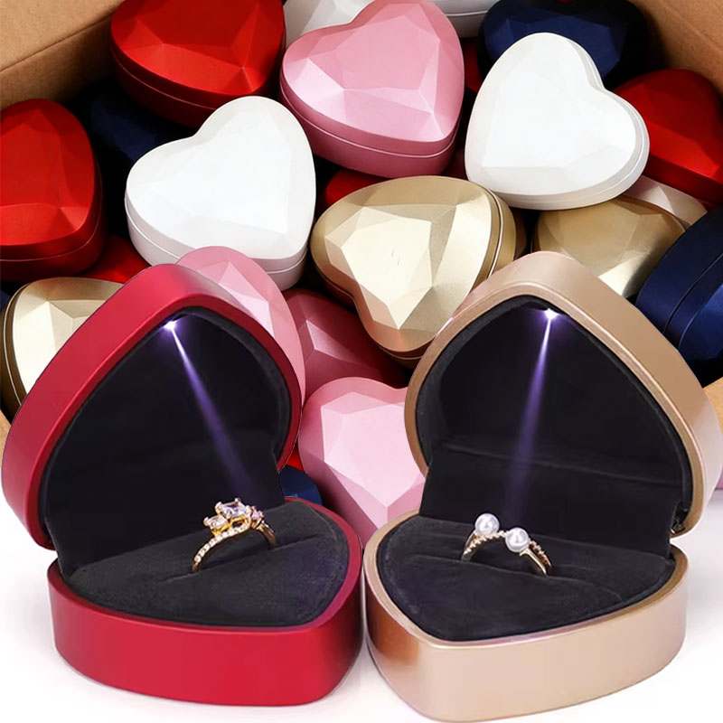 1 Pcs LED 쥬얼리 반지 상자 고급 벨벳 고무 목 - Velvet Ring Box Led Light Proposal 리뷰 및 가격