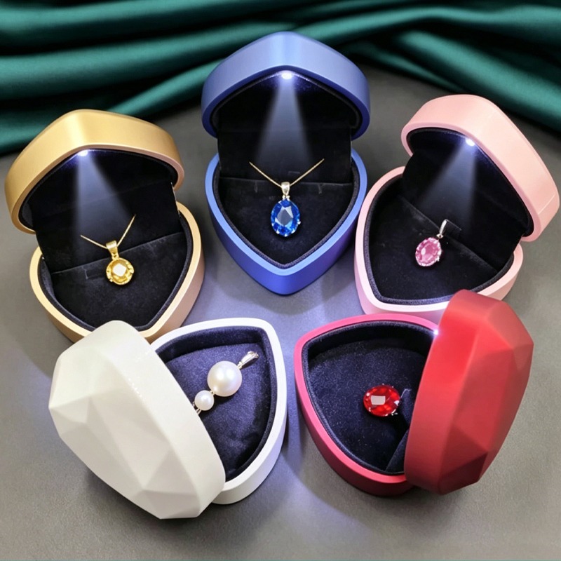 1 Pcs LED 쥬얼리 반지 상자 고급 벨벳 고무 목 - Velvet Ring Box Led Light Proposal 리뷰 및 가격