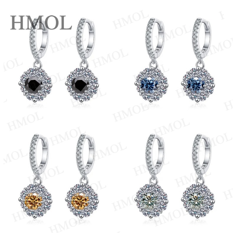 라운드 컷 1캐럿 모이사나이트 귀걸이 화이트/블랙/샴페 - Moissanite Stud Earrings Round Cut 1Ct 리뷰 및 가격