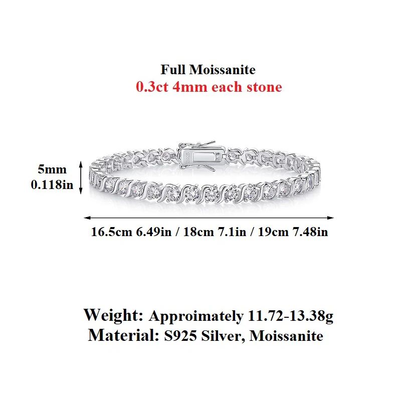 D VVS1 풀 모이사나이트 테니스 팔찌 GRA 인증  - Moissanite Tennis Bracelet 925 Sterling 리뷰 및 가격