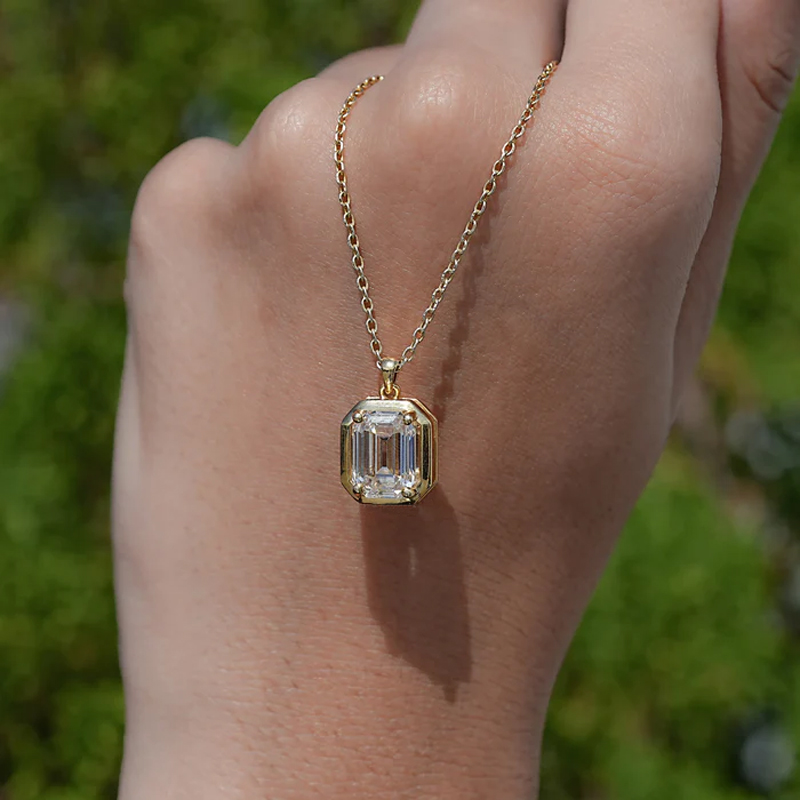 OXTAO 에메랄드 컷 미니멀리스트 솔리테어 펜던트 목 - Moissanite Pendant Necklace Solitaire 리뷰 및 가격