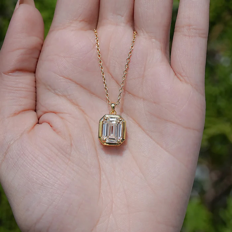 OXTAO 에메랄드 컷 미니멀리스트 솔리테어 펜던트 목 - Moissanite Pendant Necklace Solitaire 리뷰 및 가격