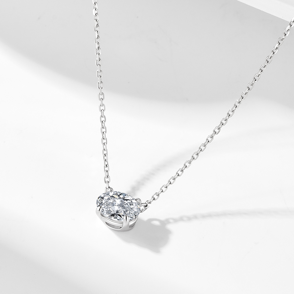 925 스털링 실버 소재의 타원형 컷 모이사나이트 싱글 - Moissanite Pendant Necklace Solitaire 리뷰 및 가격