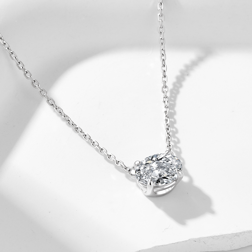 925 스털링 실버 소재의 타원형 컷 모이사나이트 싱글 - Moissanite Pendant Necklace Solitaire 리뷰 및 가격