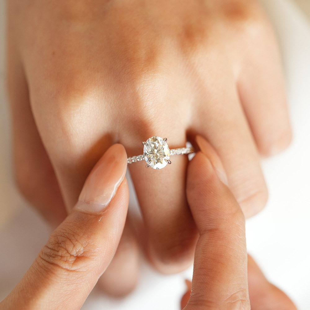 럭셔리 925 실버 1/2/3캐럿 오벌 모이사나이트 약 - Moissanite Engagement Ring 2 Carat D Vvs1 리뷰 및 가격