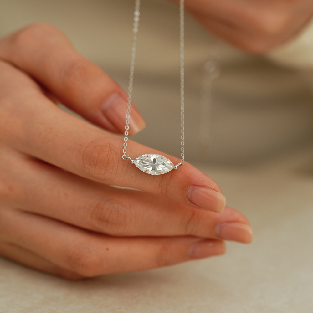 925 스털링 실버 마르퀴즈 컷 모이사나이트 펜던트 목 - Moissanite Pendant Necklace Solitaire 리뷰 및 가격