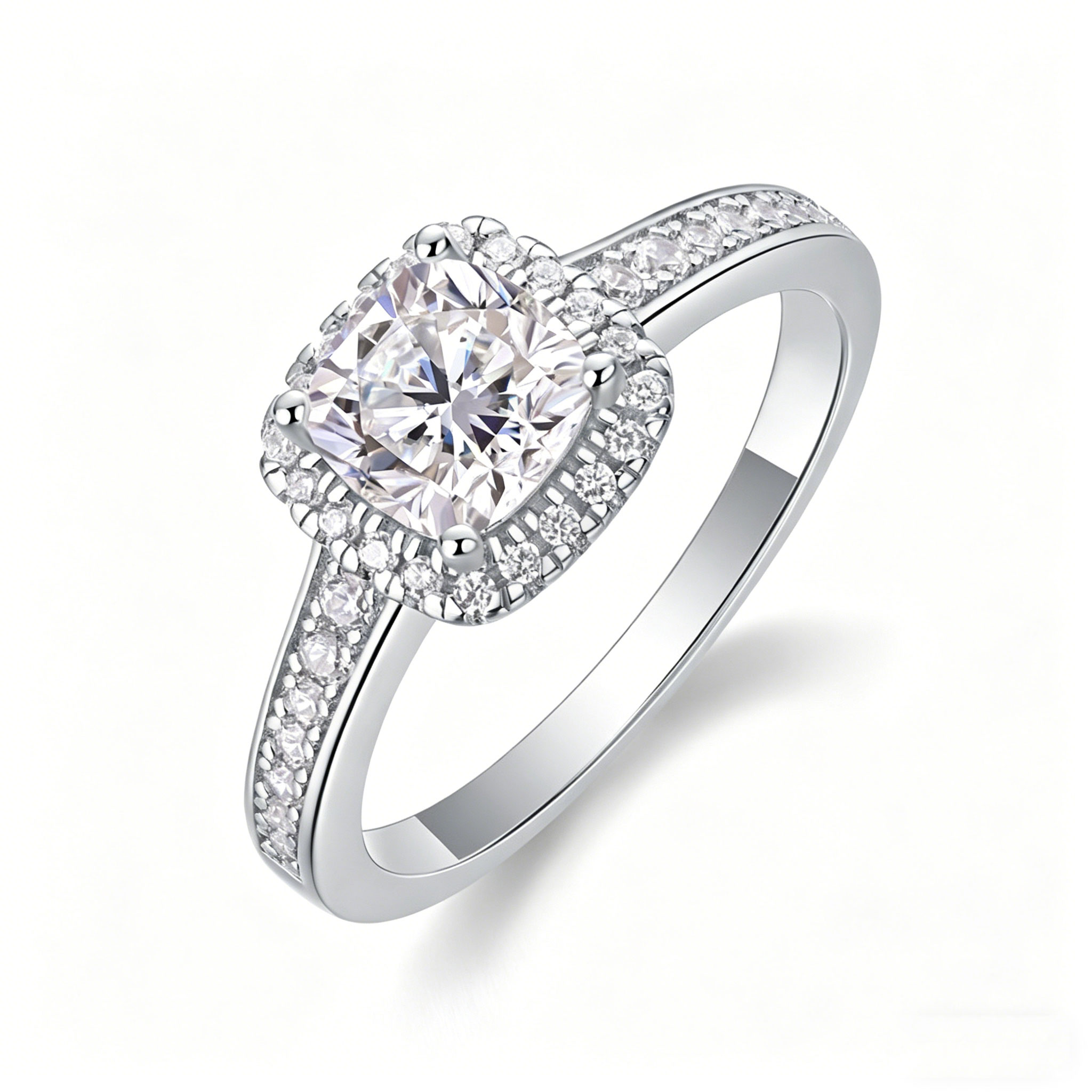 트렌디한 쿠션컷 헤일로 모이사나이트 반지, D 컬러 V - Moissanite Engagement Ring 2 Carat D Vvs1 리뷰 및 가격