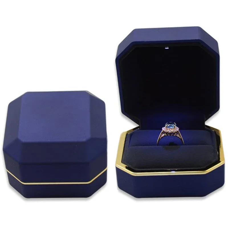 새로운 1개 반지 상자 웨딩 벨벳 반지 케이스 주얼리  - Velvet Ring Box Led Light Proposal 리뷰 및 가격