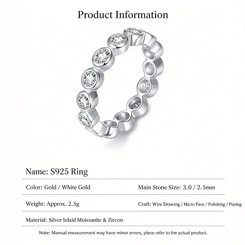 기카 게마 S925 실버 모이사나이트 반지, 3mm 둥 - Moissanite Eternity Band Ring Stackable 리뷰 및 가격