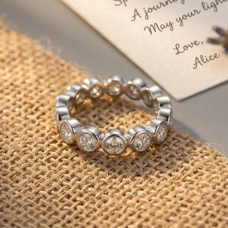 기카 게마 S925 실버 모이사나이트 반지, 3mm 둥 - Moissanite Eternity Band Ring Stackable 리뷰 및 가격