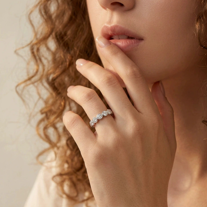 기카 게마 S925 실버 모이사나이트 반지, 3mm 둥 - Moissanite Eternity Band Ring Stackable 리뷰 및 가격