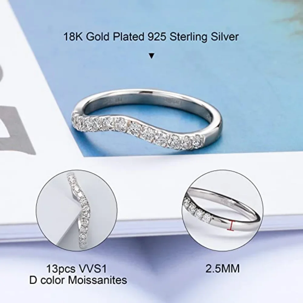 예쁜 모이사나이트 여성용 웨딩 밴드 세트 925 스털링 - Moissanite Eternity Band Ring Stackable 리뷰 및 가격