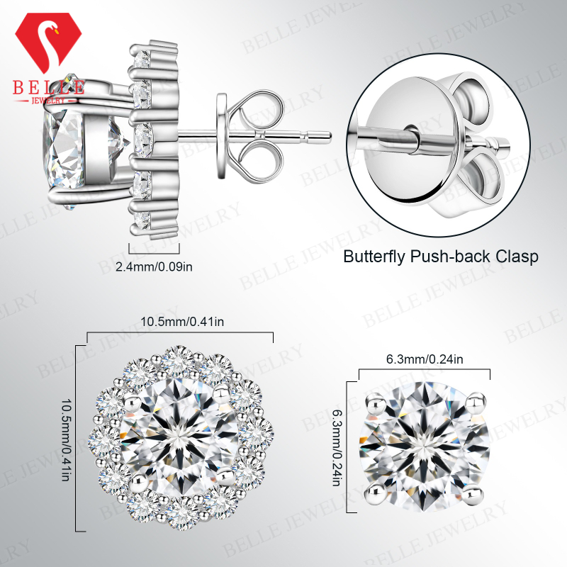 S925 스털링 실버 클래식 브릴리언트 컷 스터드 귀걸 - Moissanite Stud Earrings Round Cut 1Ct 리뷰 및 가격
